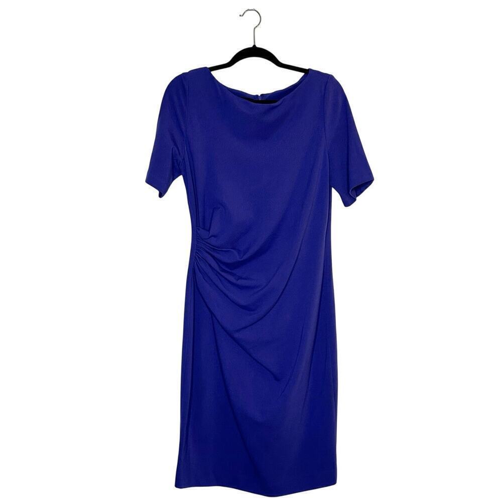 Lafayette 148 Ruched Sheath Dress Women's Indigo Size 12
